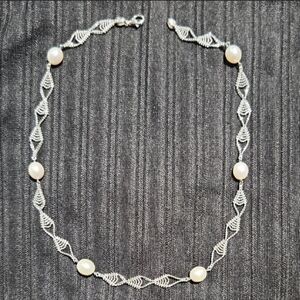 Cultured Pearl Necklace Sterling Silver